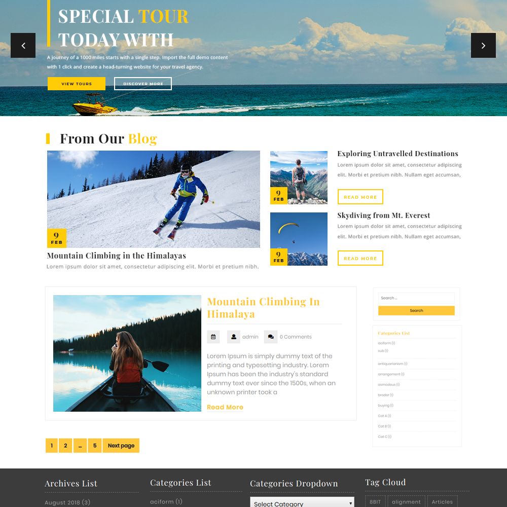 Free Travel Agency WordPress Theme
