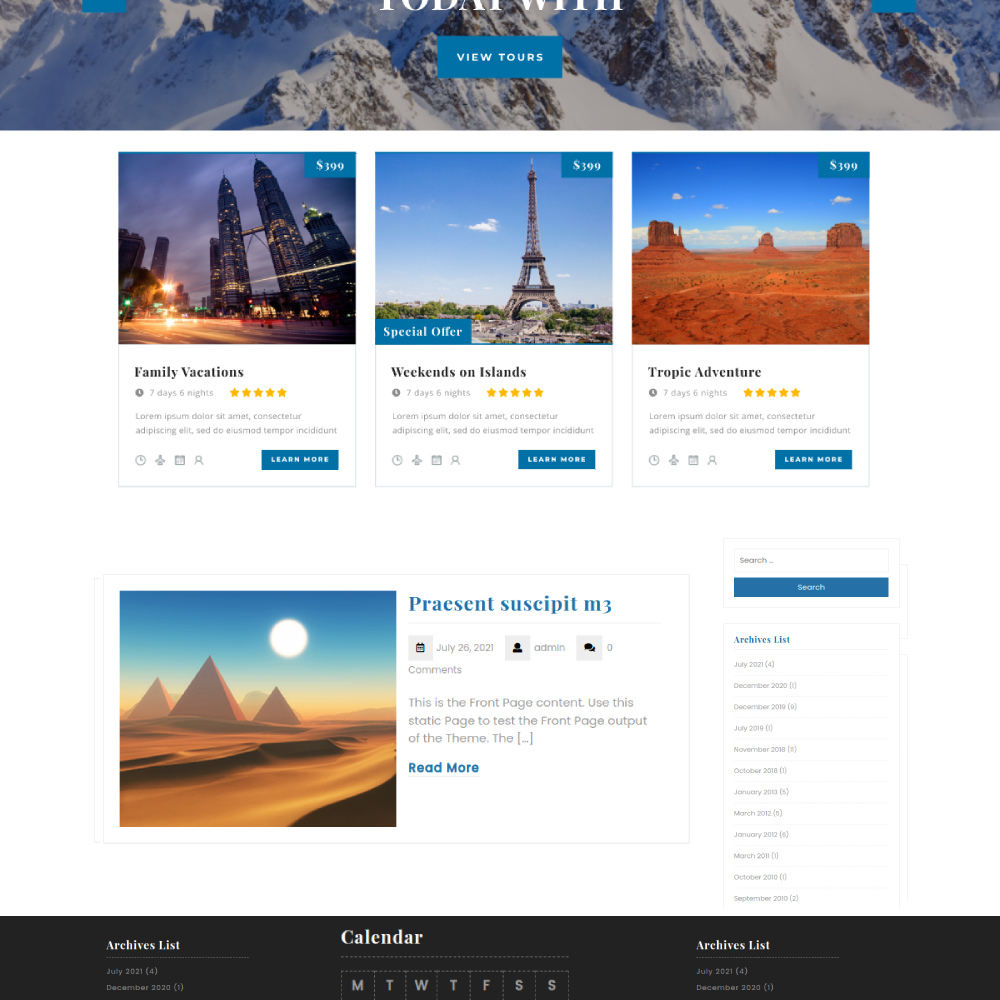 Free Travel Agent WordPress Theme