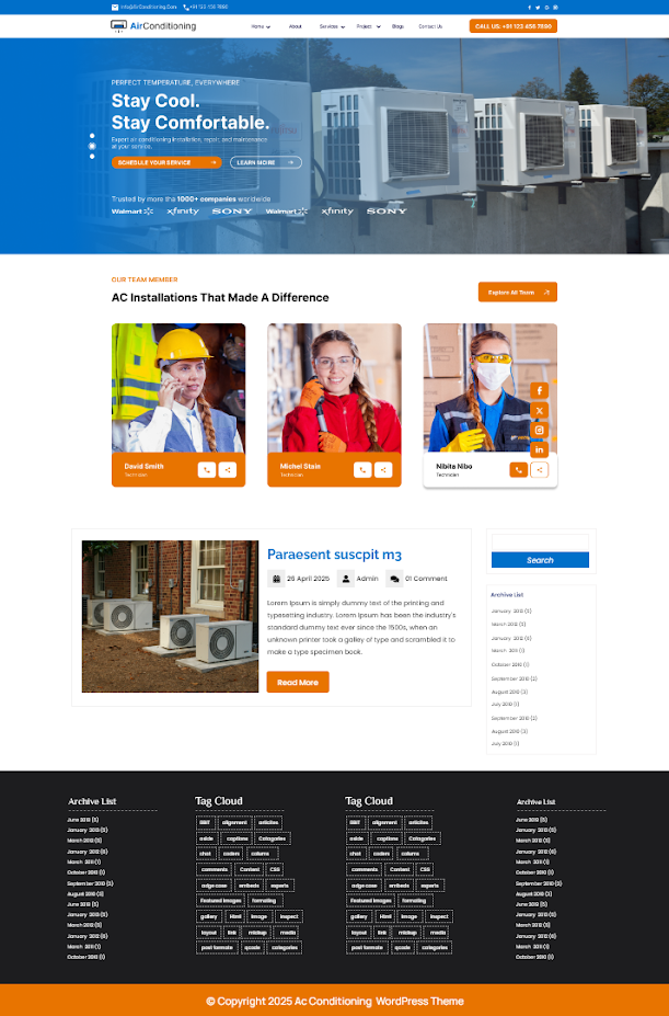 Free AC Repair WordPress Theme