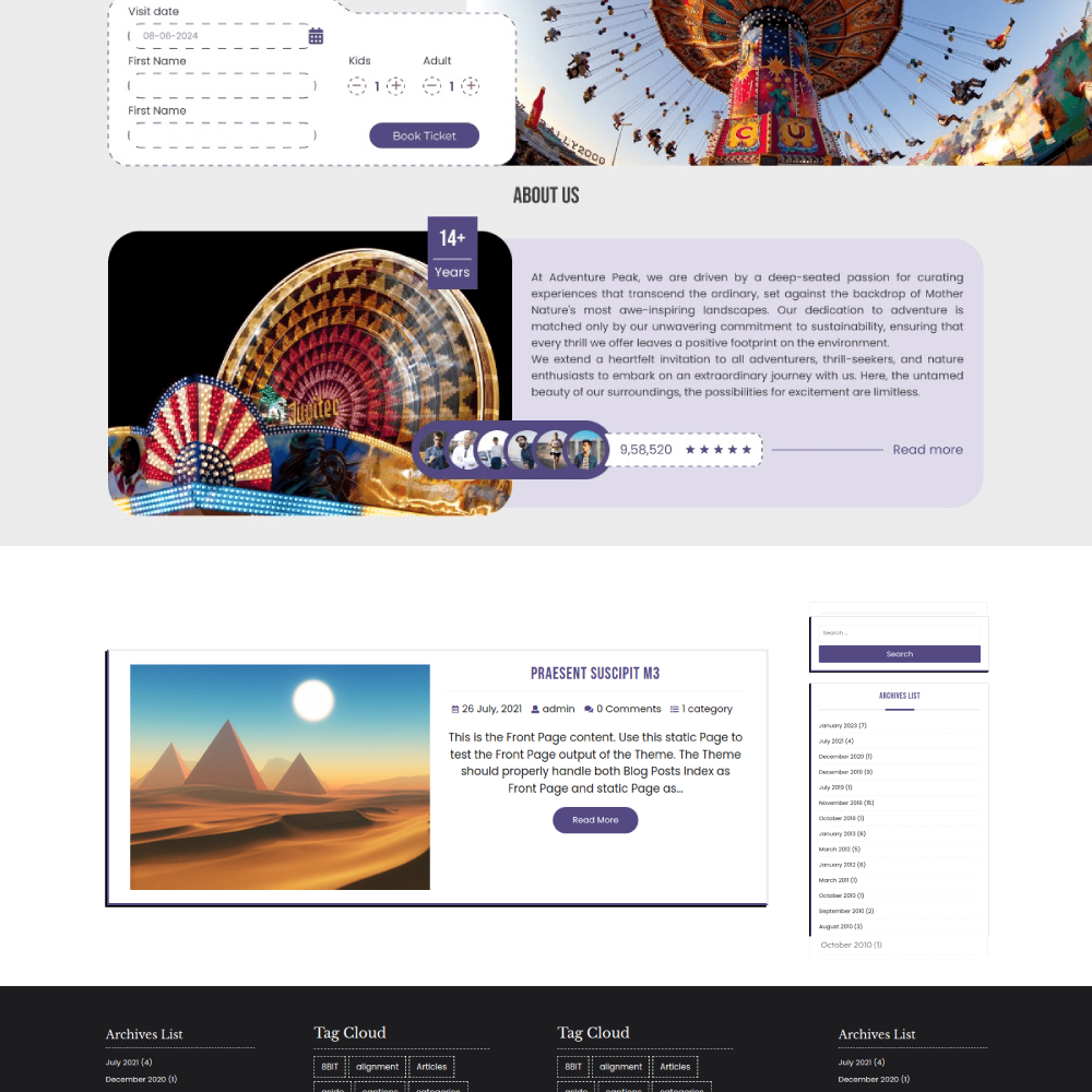 Free Amusement Park WordPress Theme