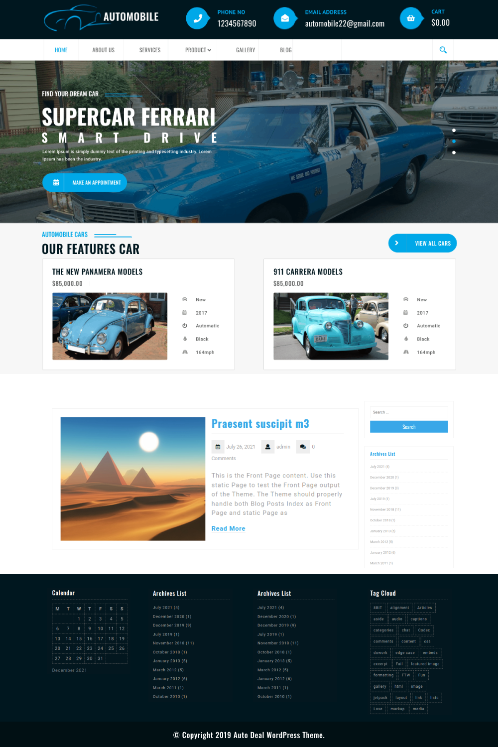 Free Auto Dealer WordPress Theme