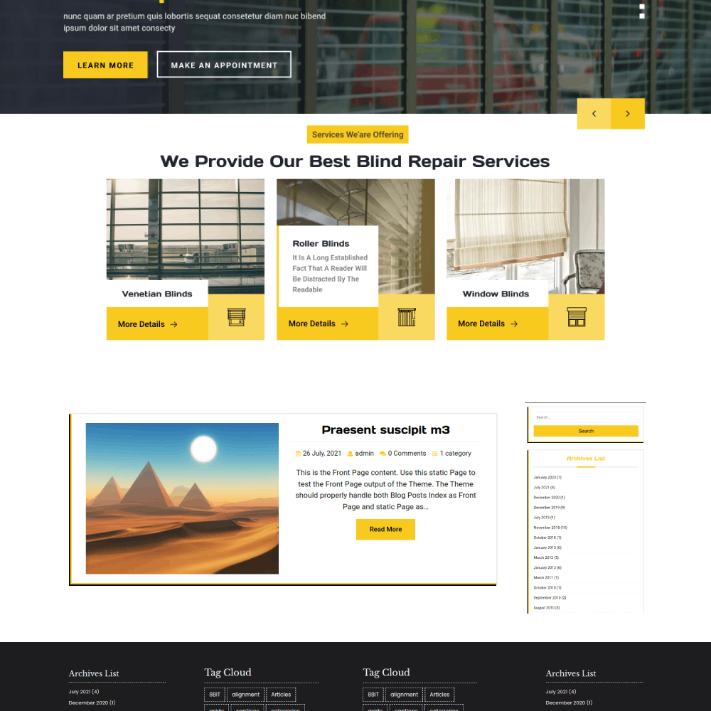 Free Blinds Repair WordPress Theme