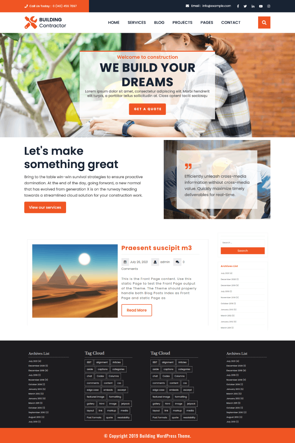 Free Building WordPress Theme