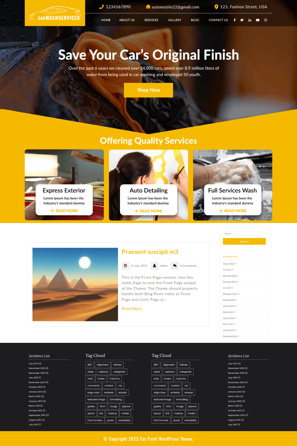 Free Car Painting WordPress Theme