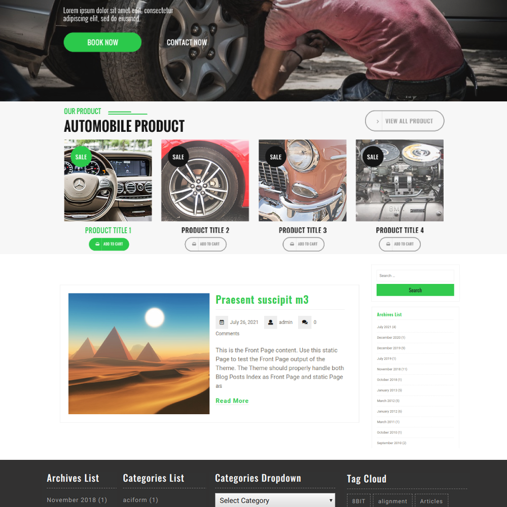 Free Car Repair WordPress Theme