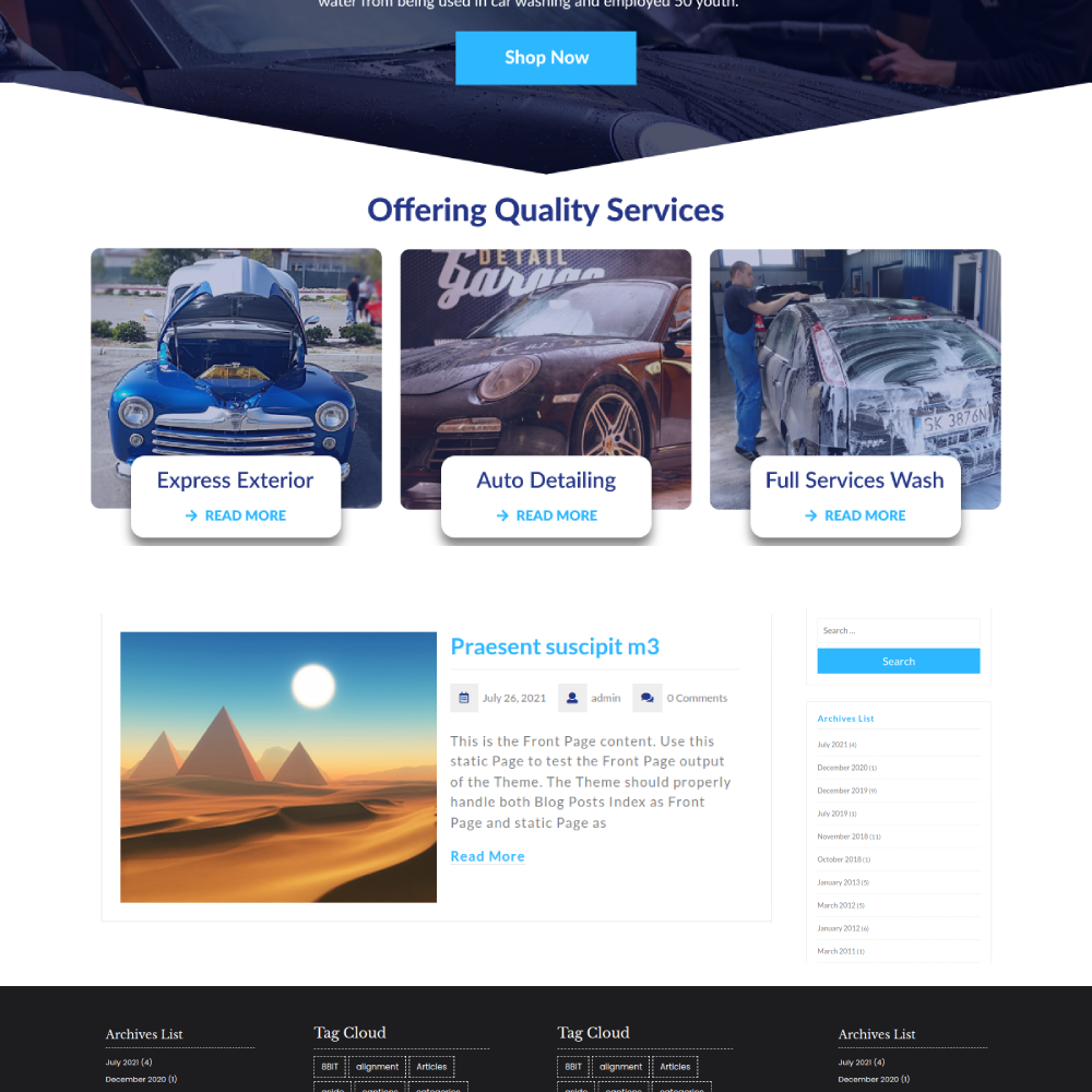 Free Car Wash Services WordPress Theme