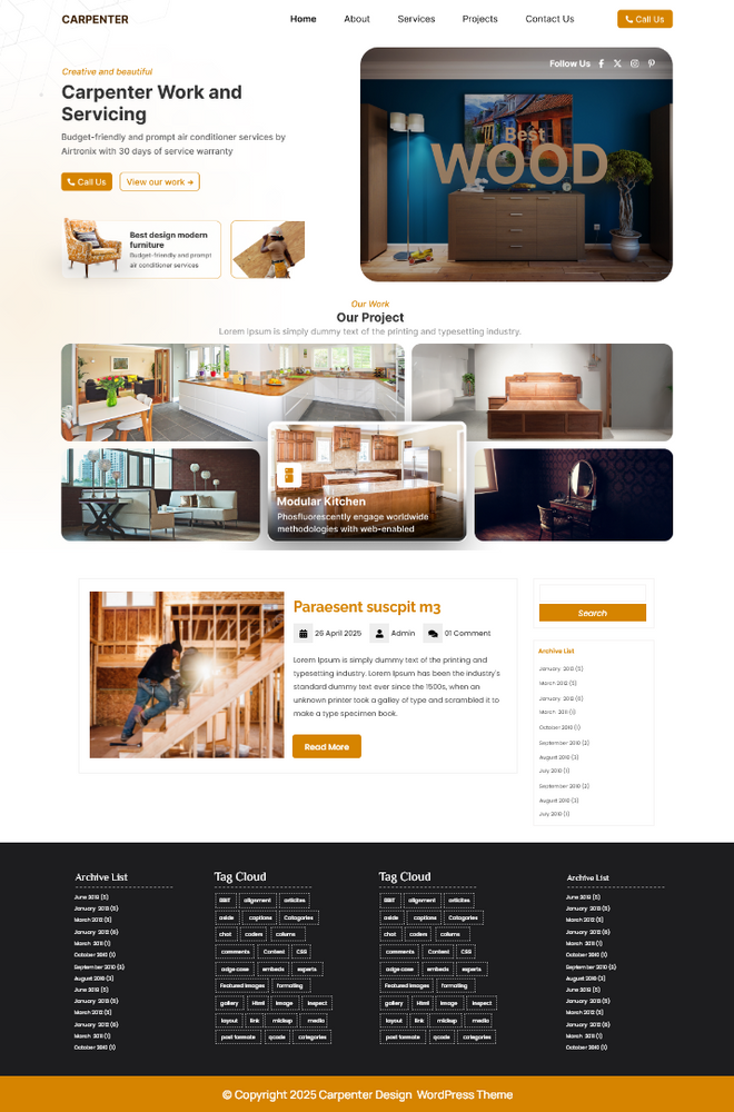 Free Carpentry WordPress Theme