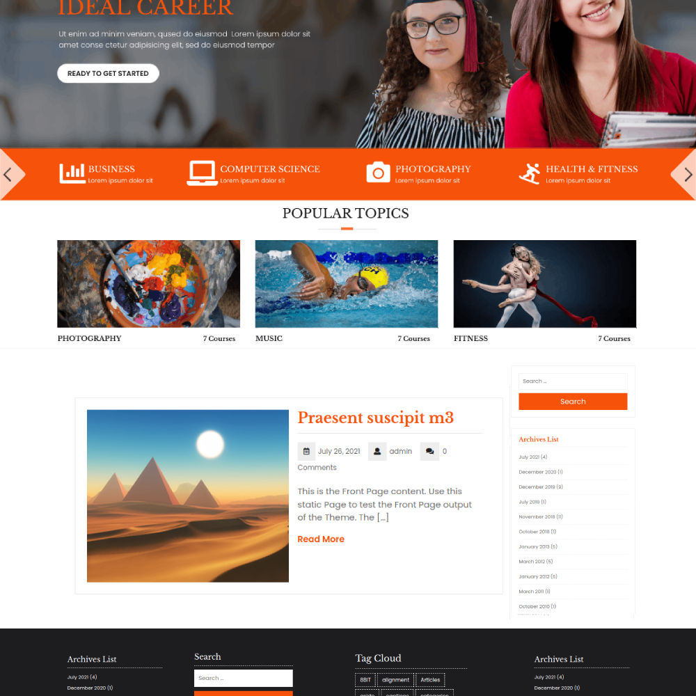 Free Courses WordPress Theme