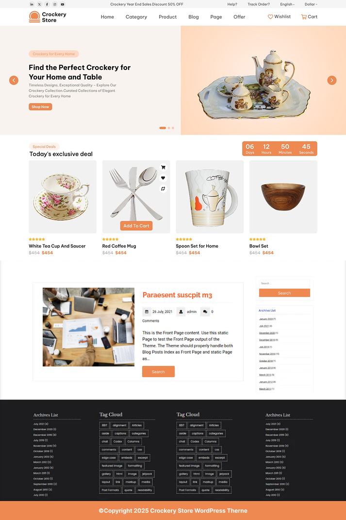 Free Crockery WordPress Theme