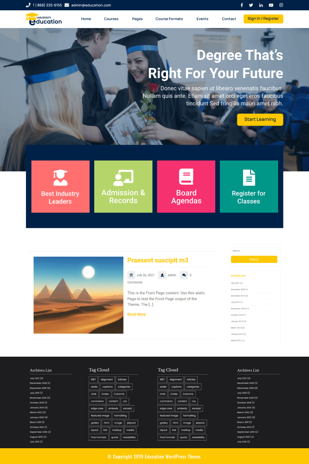 Free Education WordPress Theme