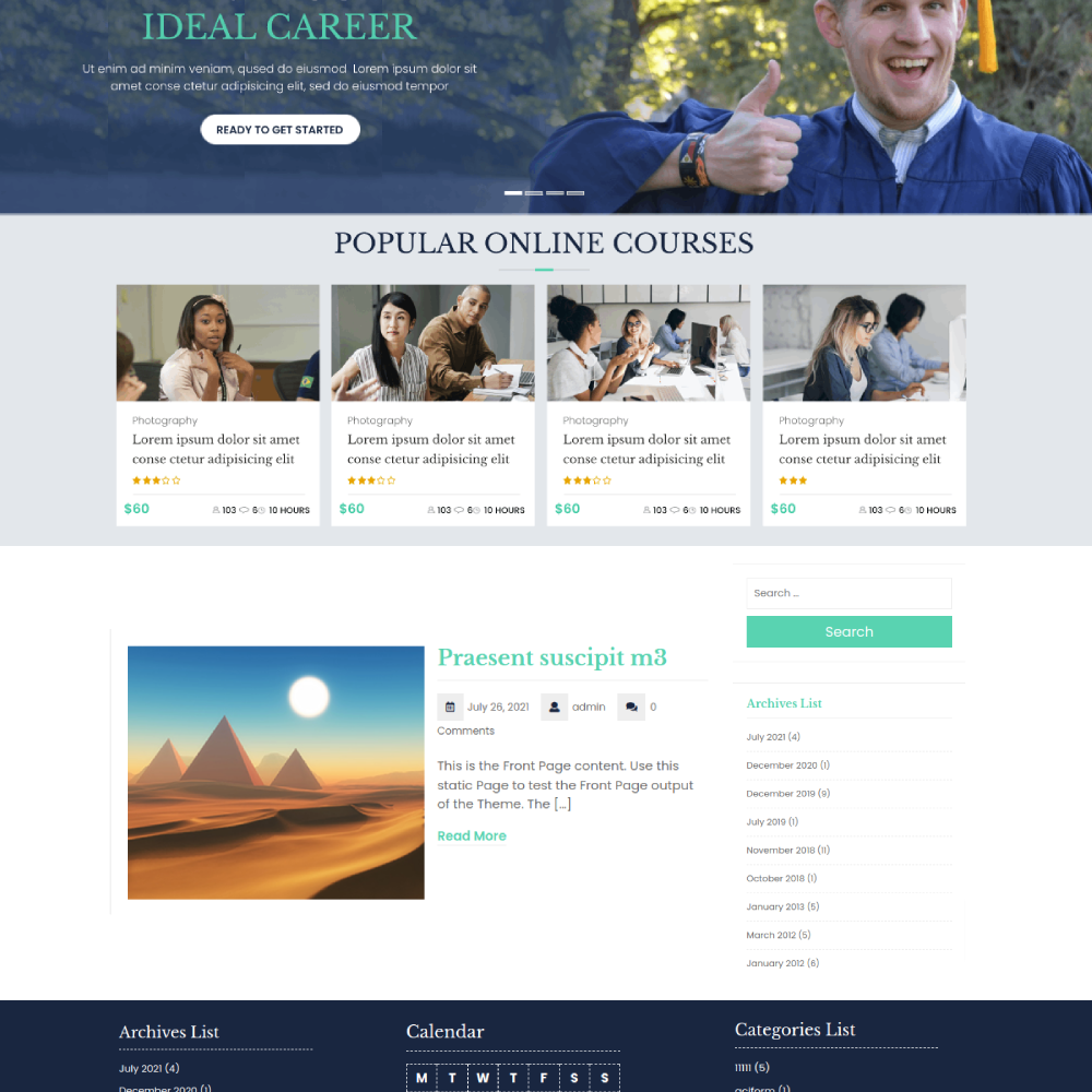 Free eLearning Education WordPress Theme
