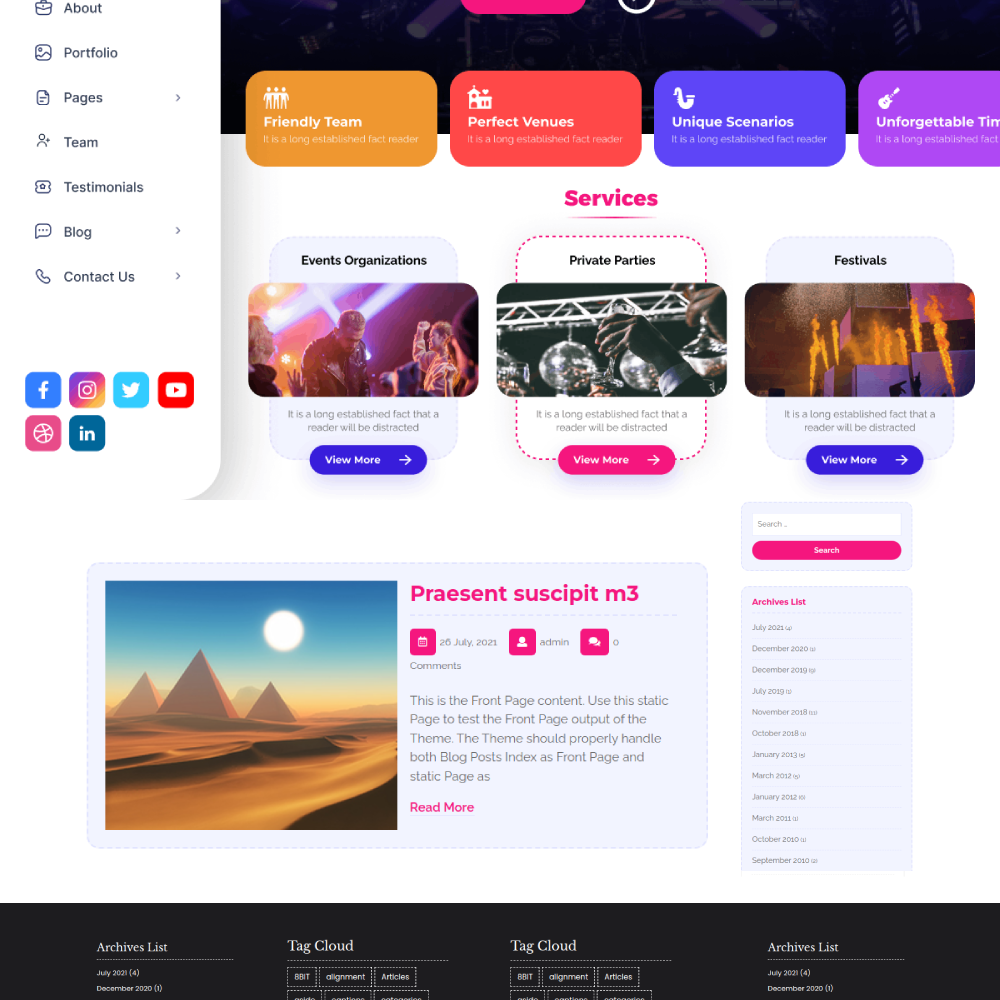 Free Event Planner WordPress Theme