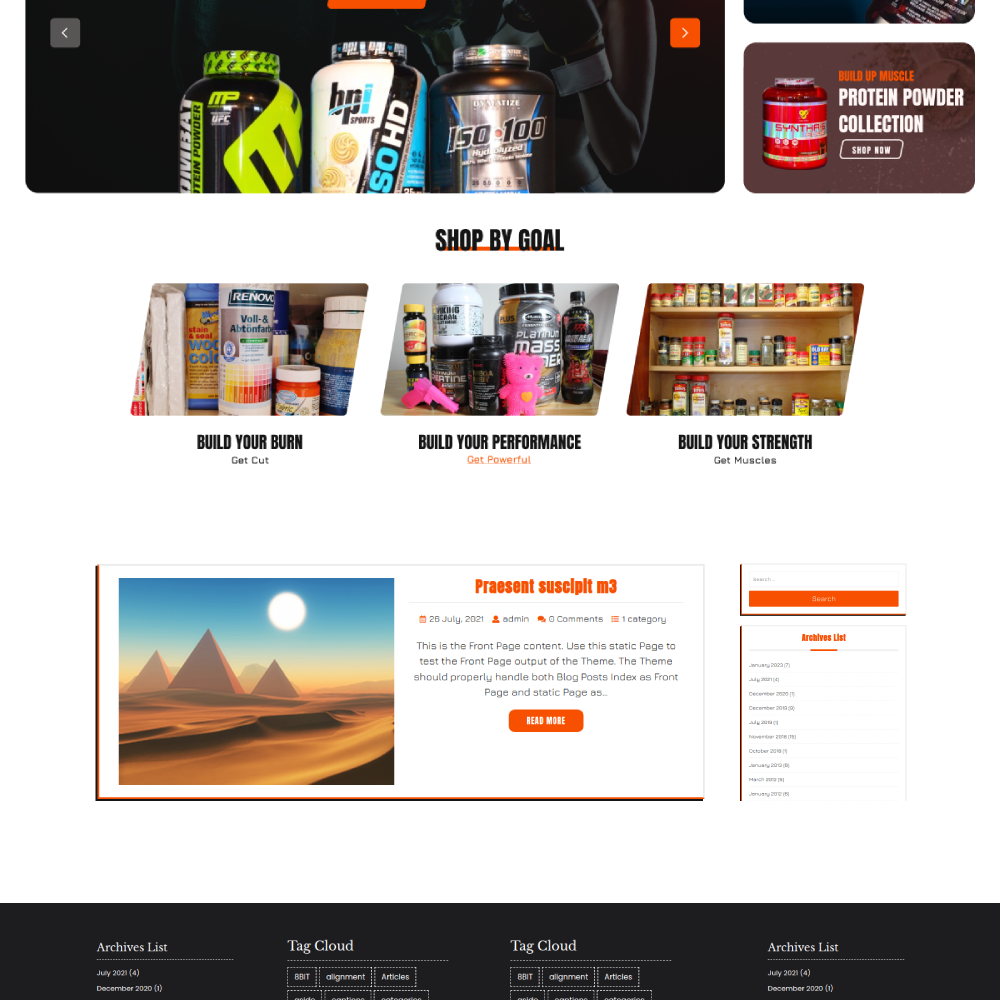 Free Fitness Store WordPress Theme