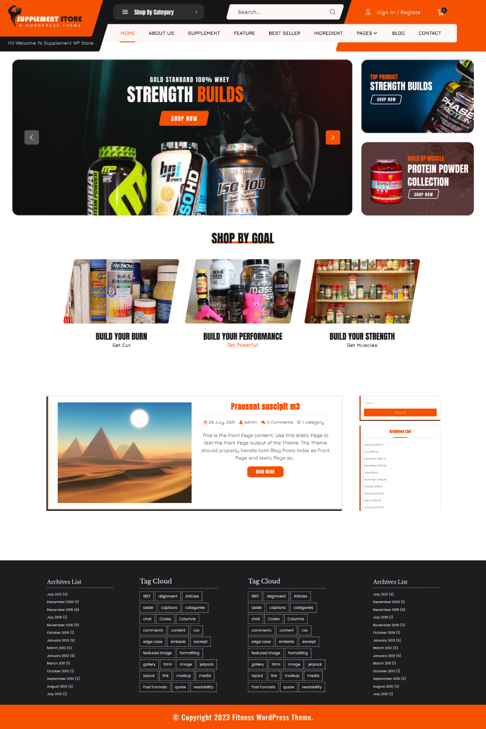 Free Fitness Store WordPress Theme