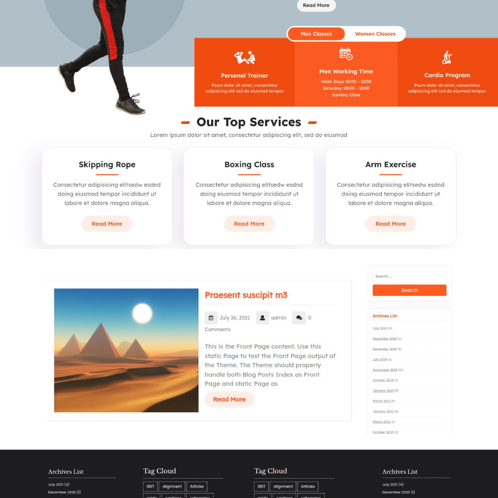 Free Fitness WordPress Theme