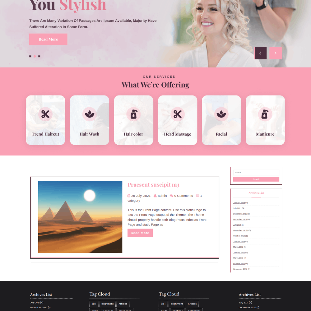 Free Hair Salon WordPress Theme