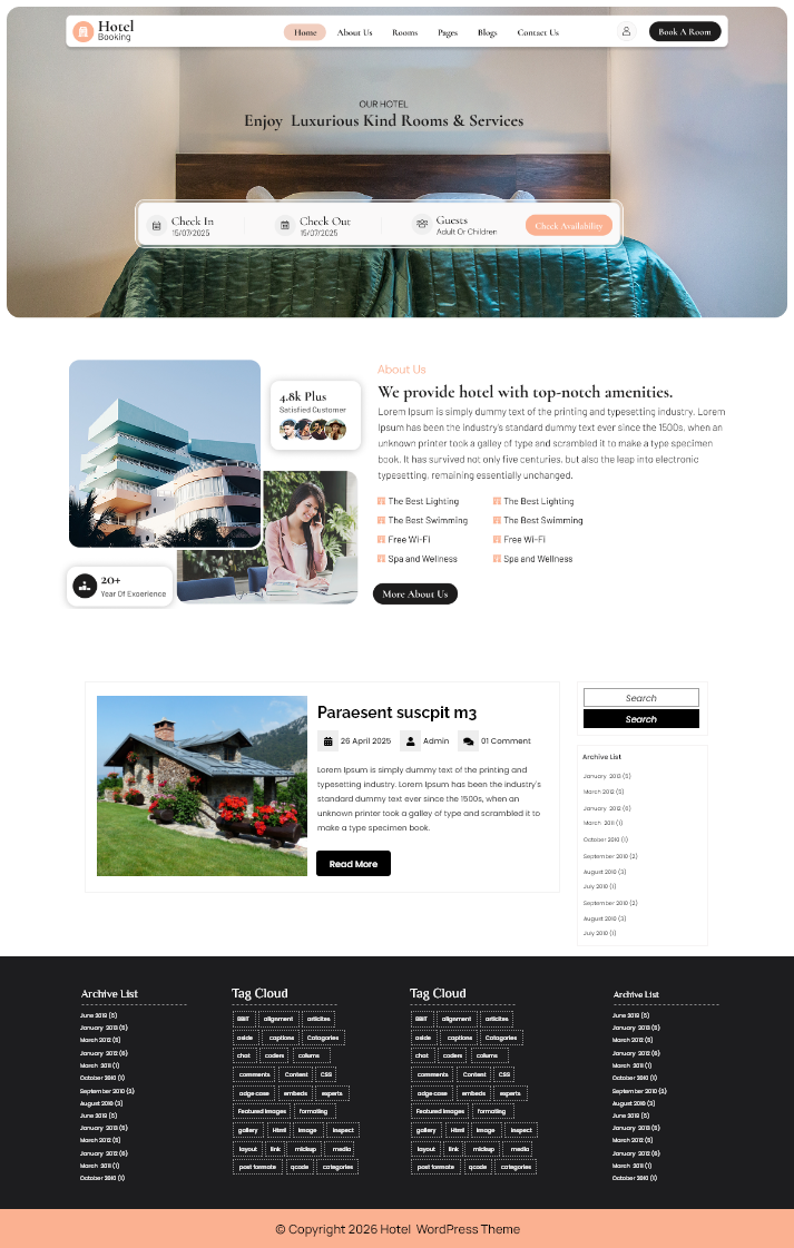Free Hotel WordPress Theme