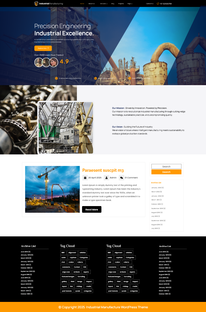 free manufacturing wordpress theme