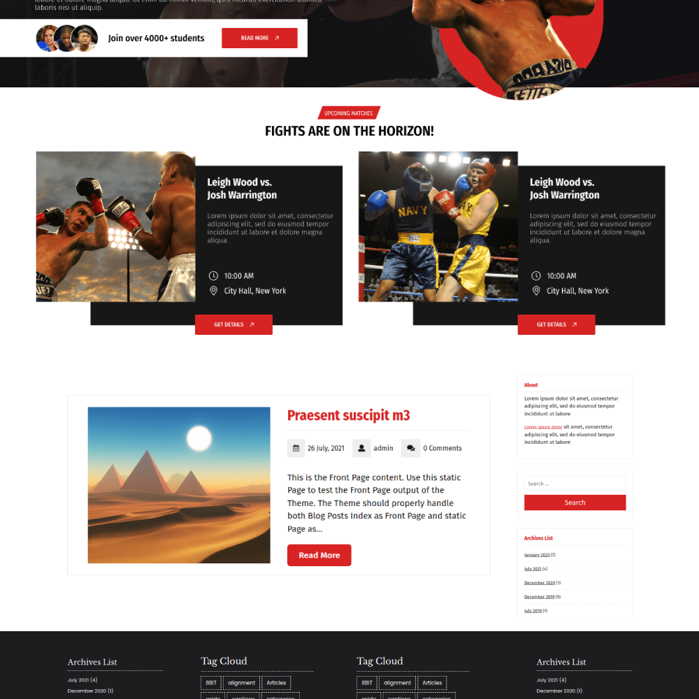 Free Martial Arts WordPress Theme