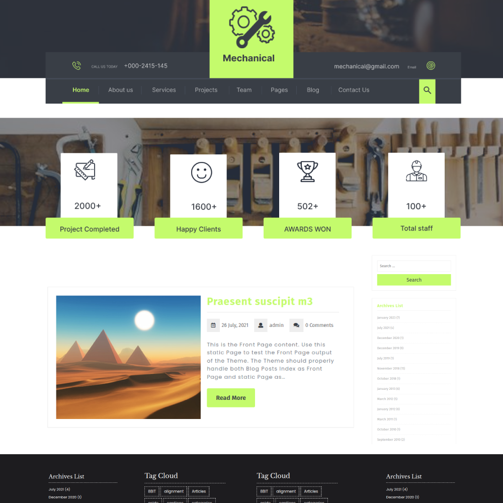 Free Mechanical WordPress Theme
