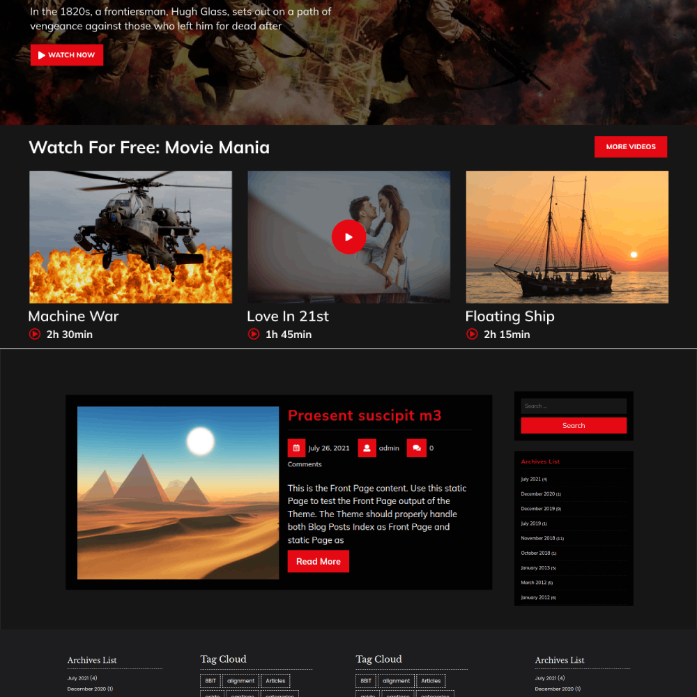 Free Movie Review WordPress Theme
