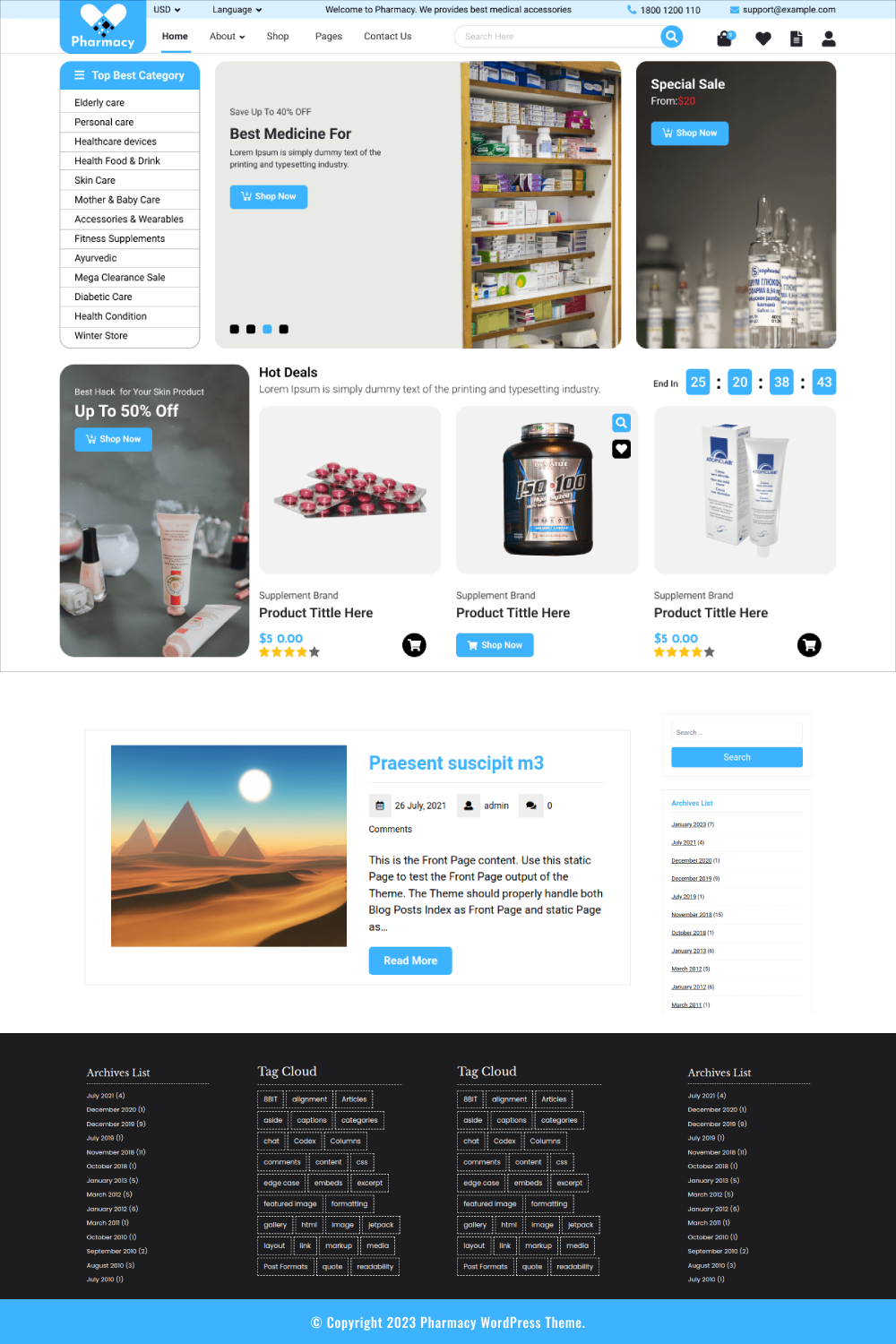 Free Pharmacy WordPress Theme