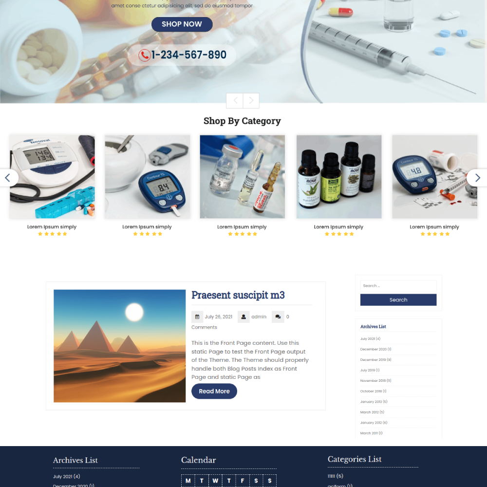 Free Pharmacy WordPress Theme