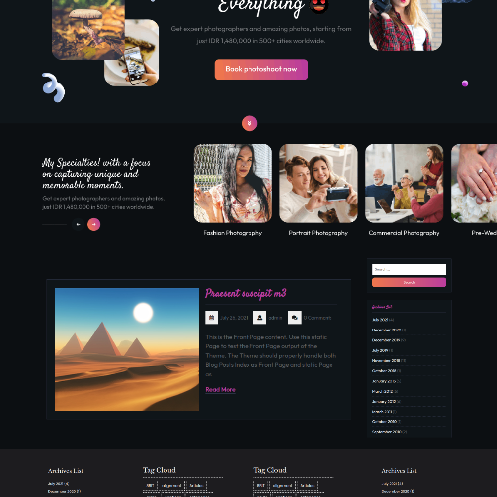 Free Photographer WordPress Theme