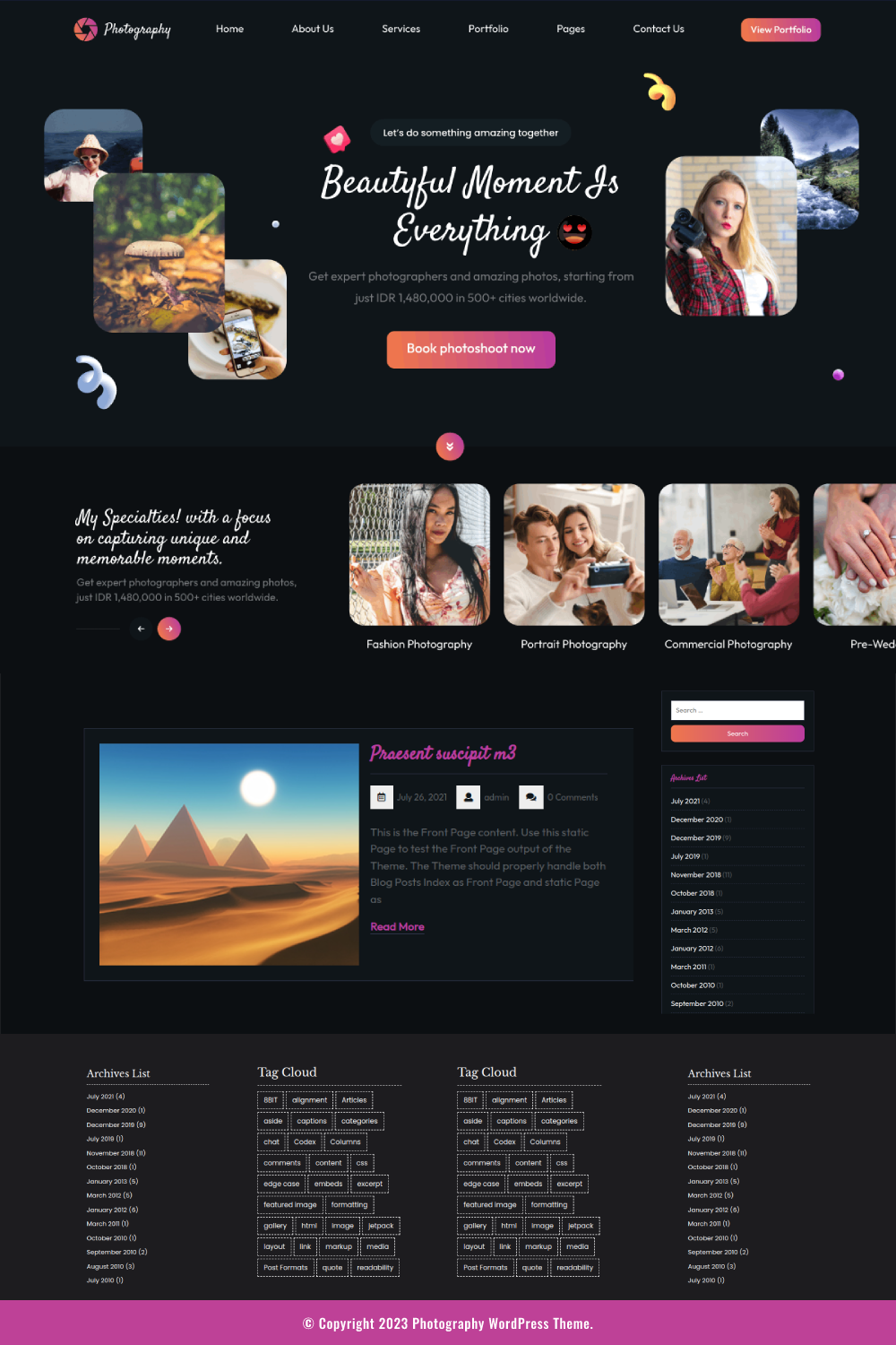 Free Photographer WordPress Theme