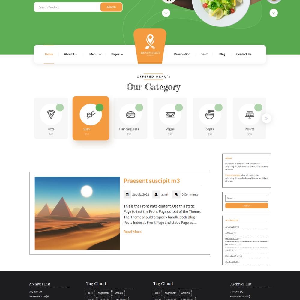 Free Restaurant WordPress Theme