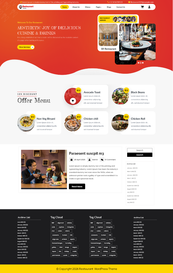 Free Restaurant WordPress Theme