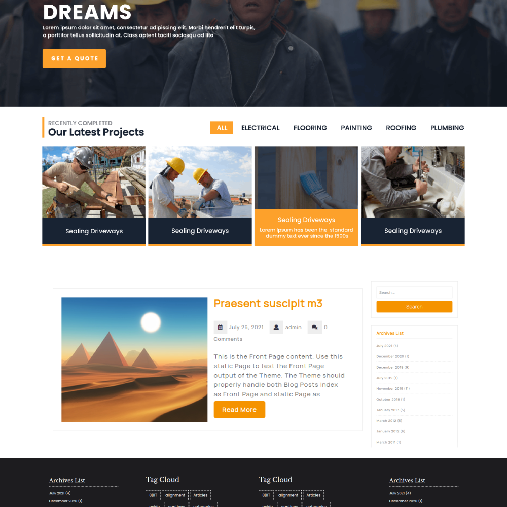 Free Roofing WordPress Theme