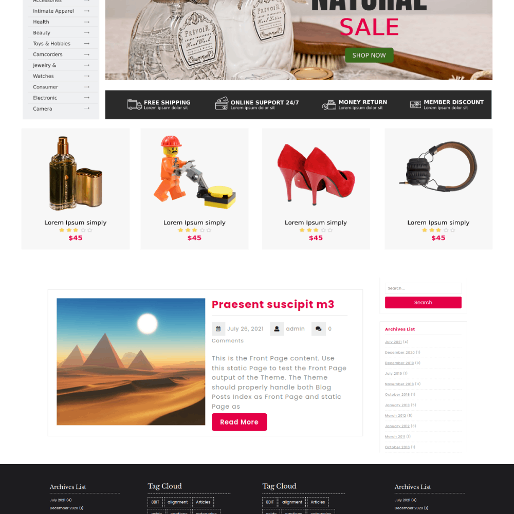 Free Shopping Cart WordPress Theme