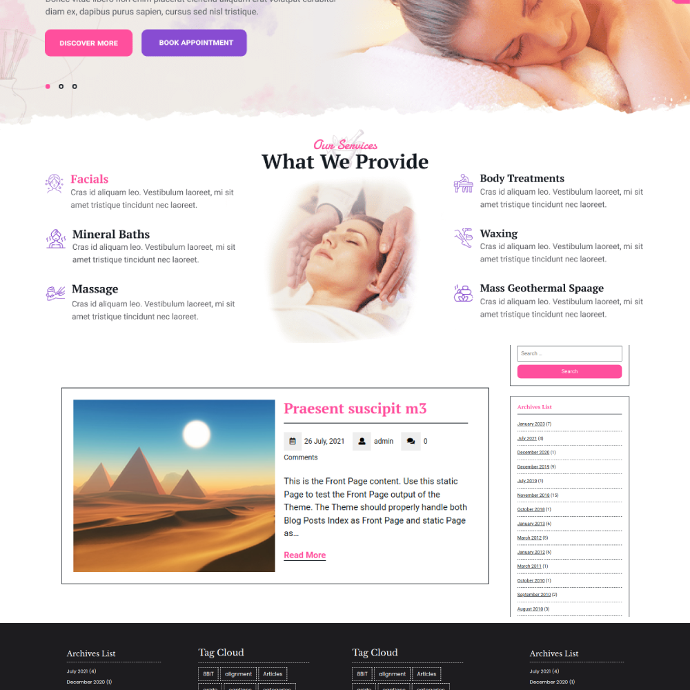 Free Spa WordPress Theme