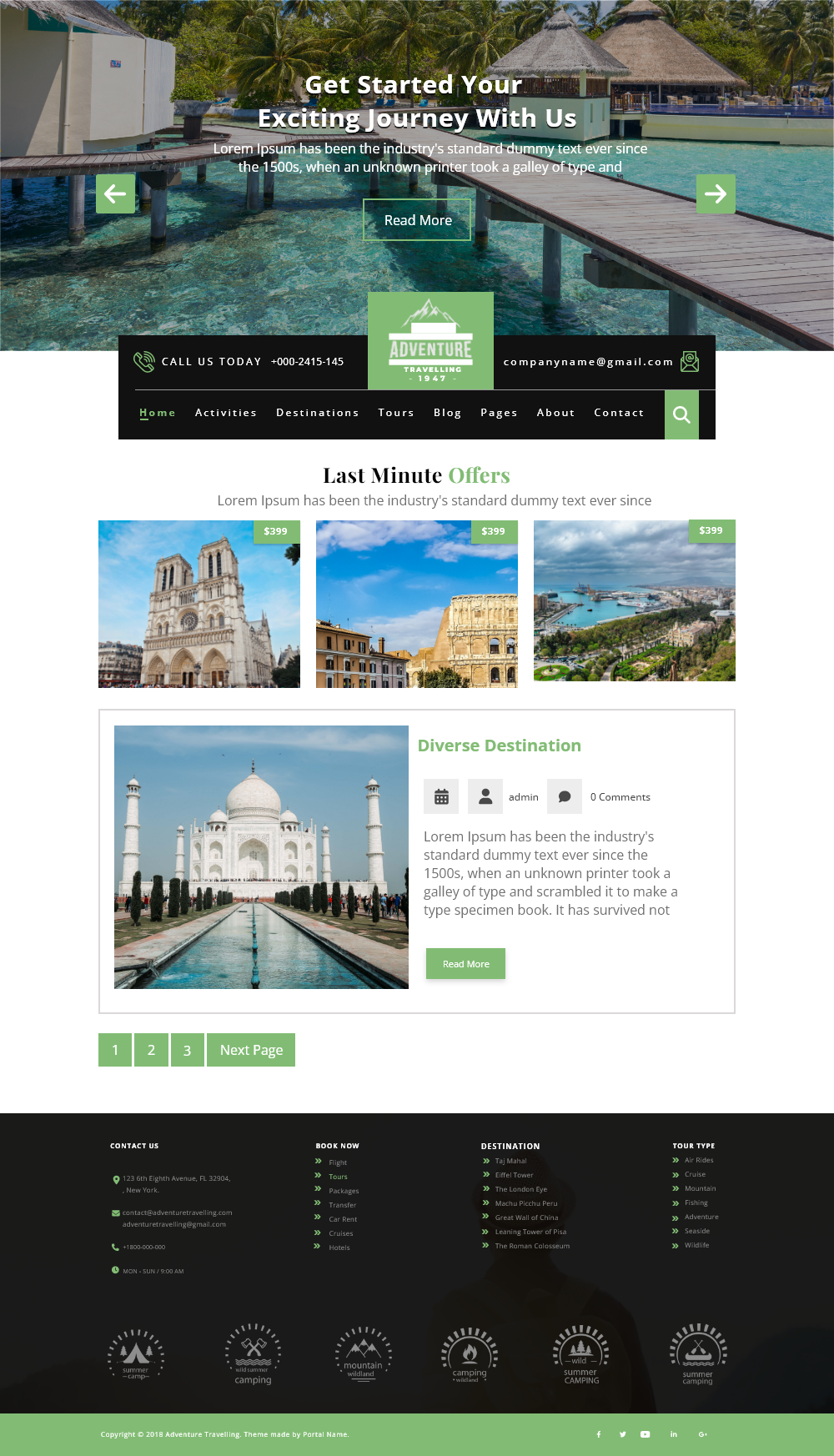 Free Tourism WordPress Theme