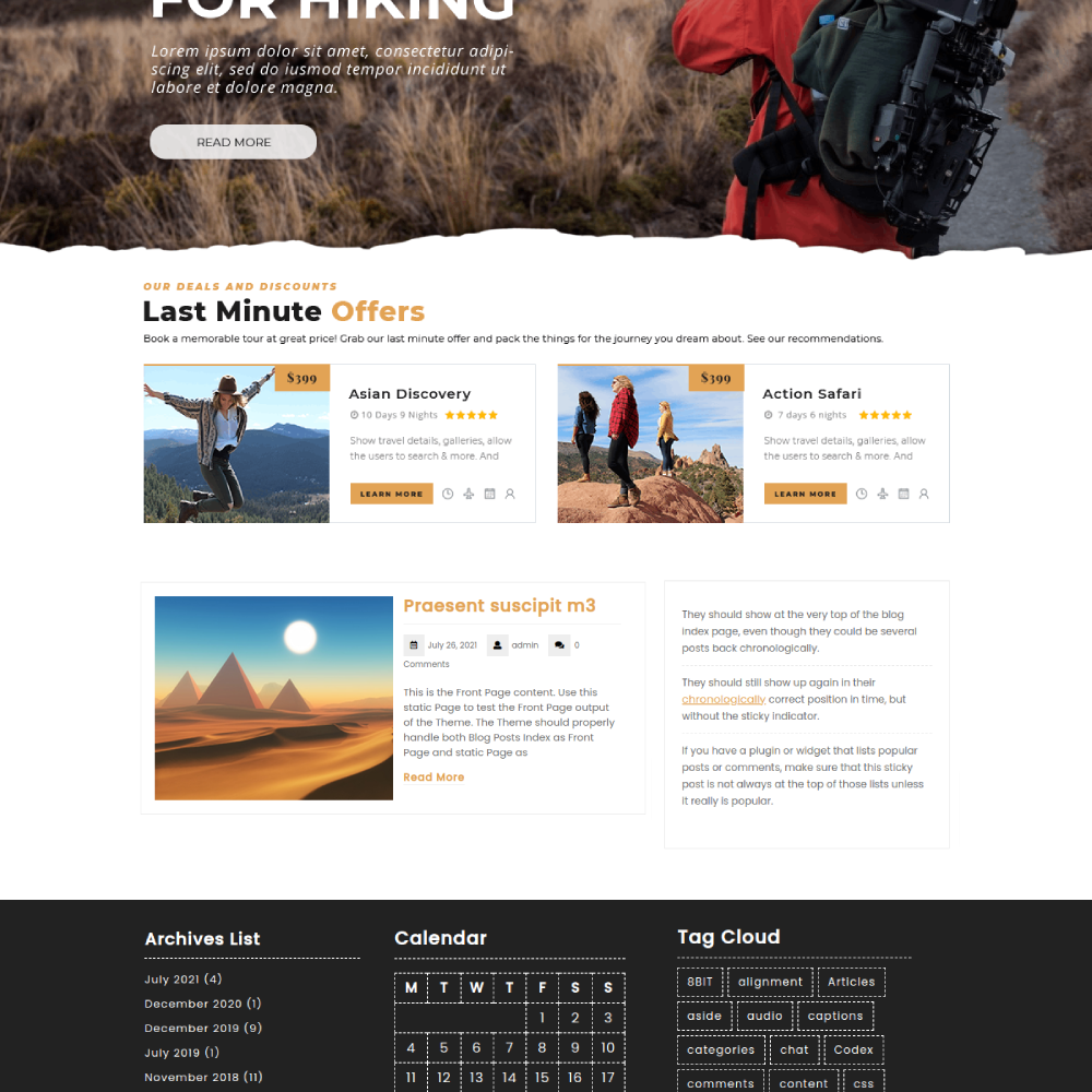 Free Tour Operator WordPress Theme