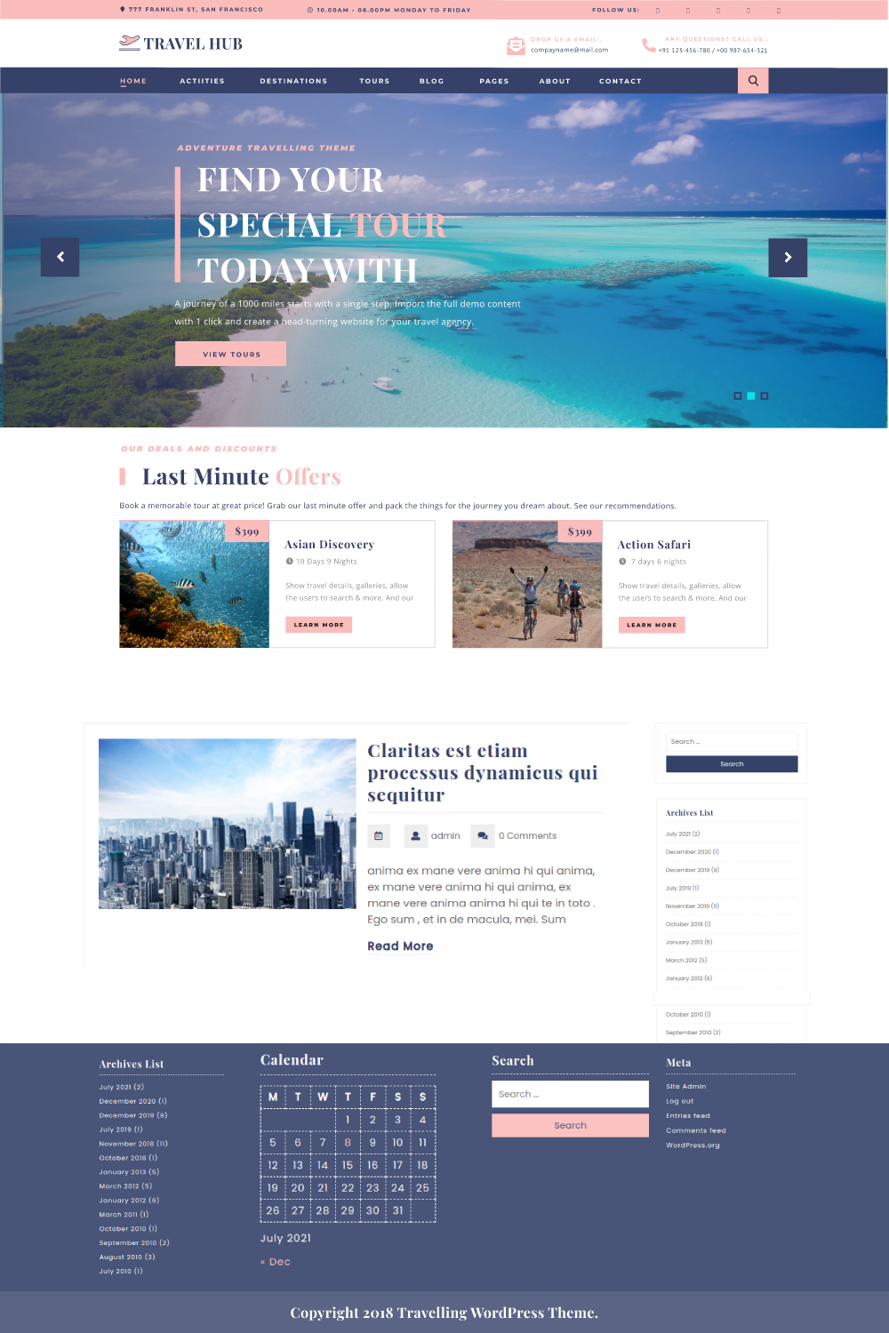 Best free travel WordPress theme on the internet