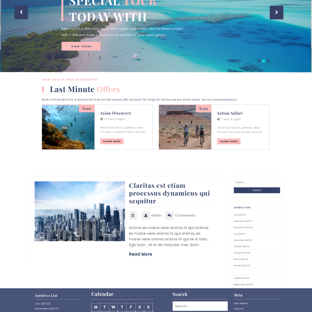 Free Travel WordPress theme