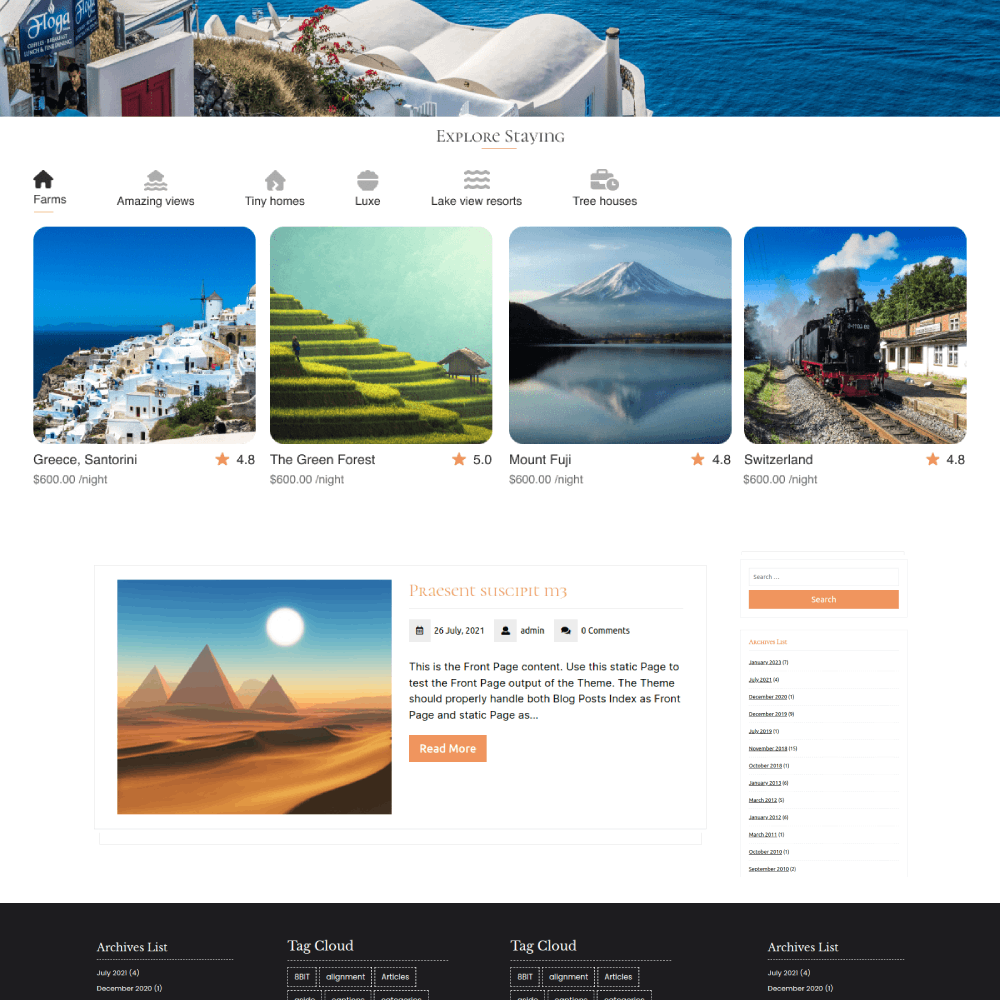 Free Vacation Rental WordPress Theme