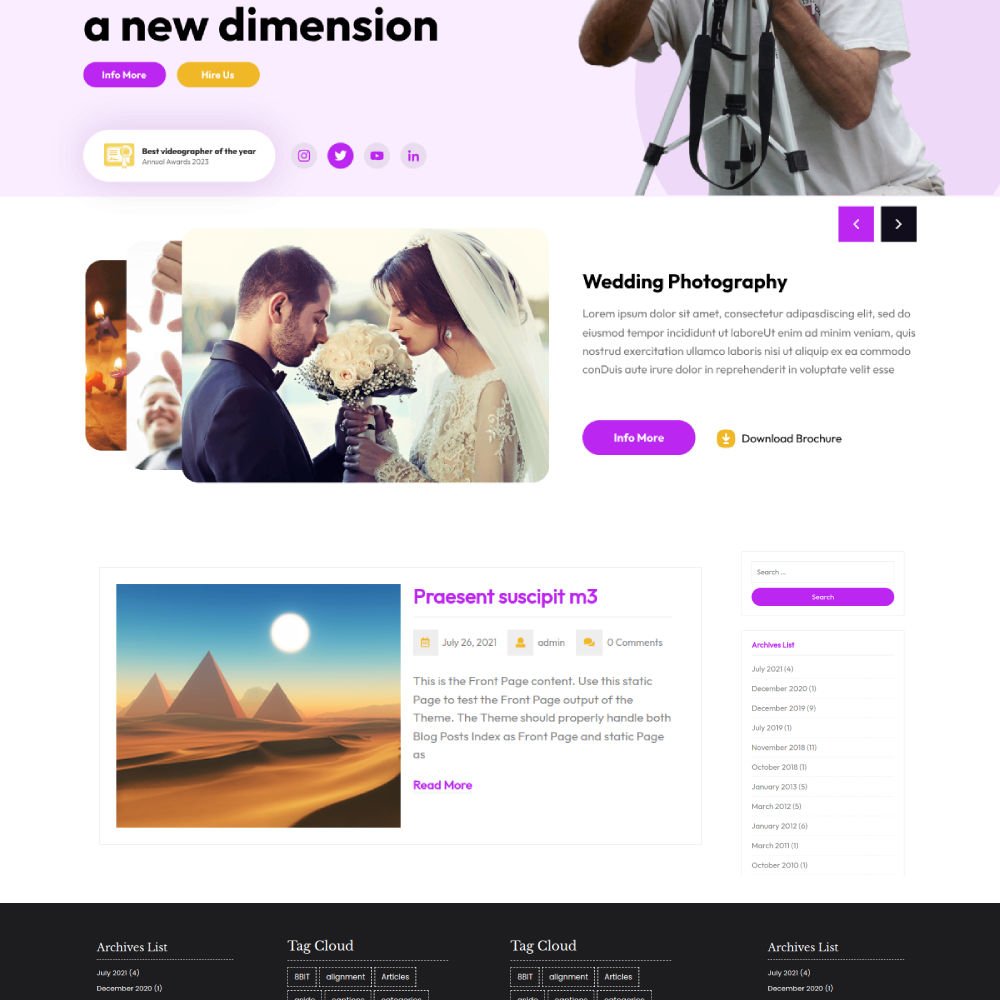 Free Videographer WordPress Theme