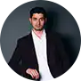 Businessman in black suit with white shirt, portrait headshot