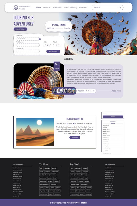Free Amusement Park WordPress Theme