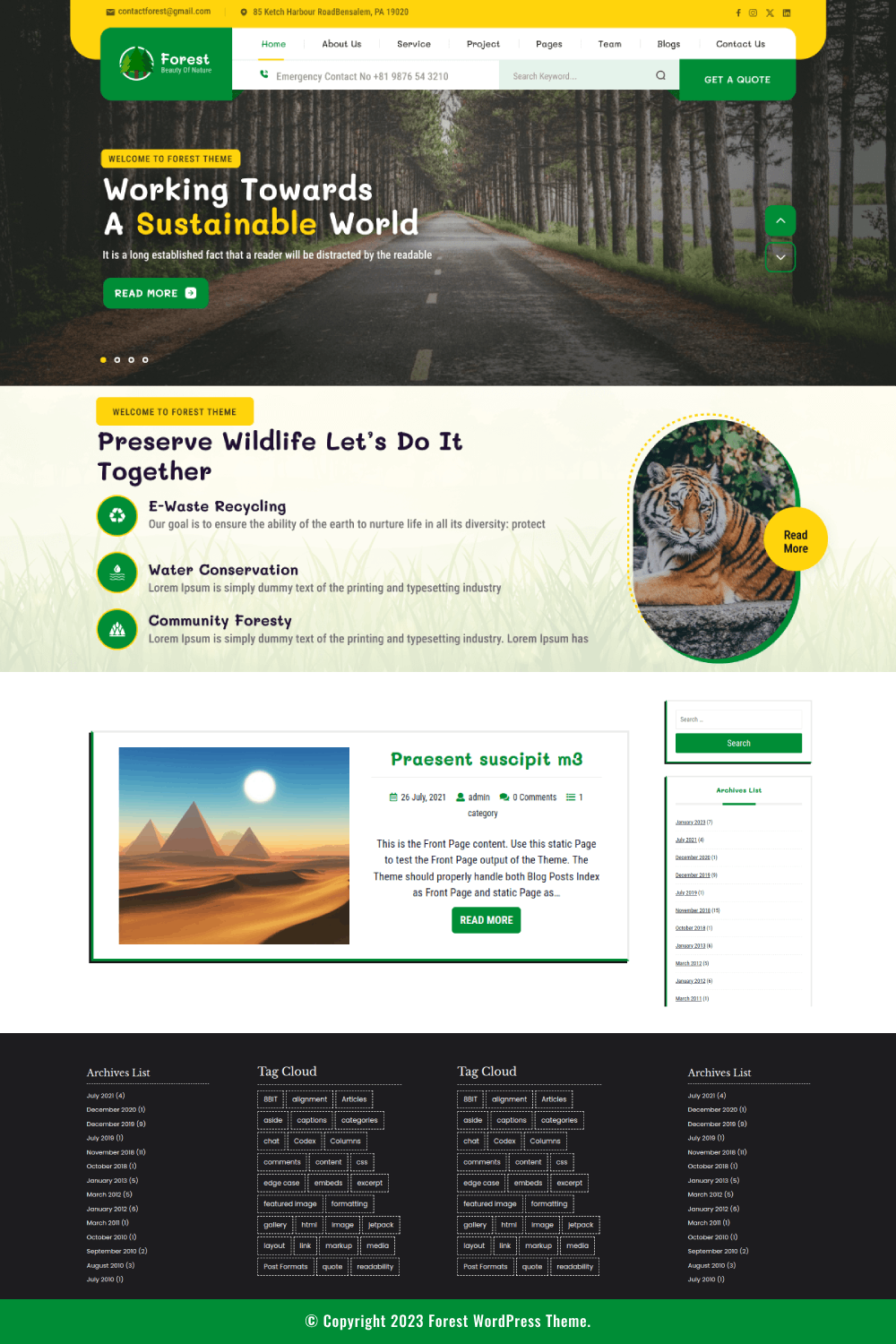 Free Eco Nature WordPress Theme