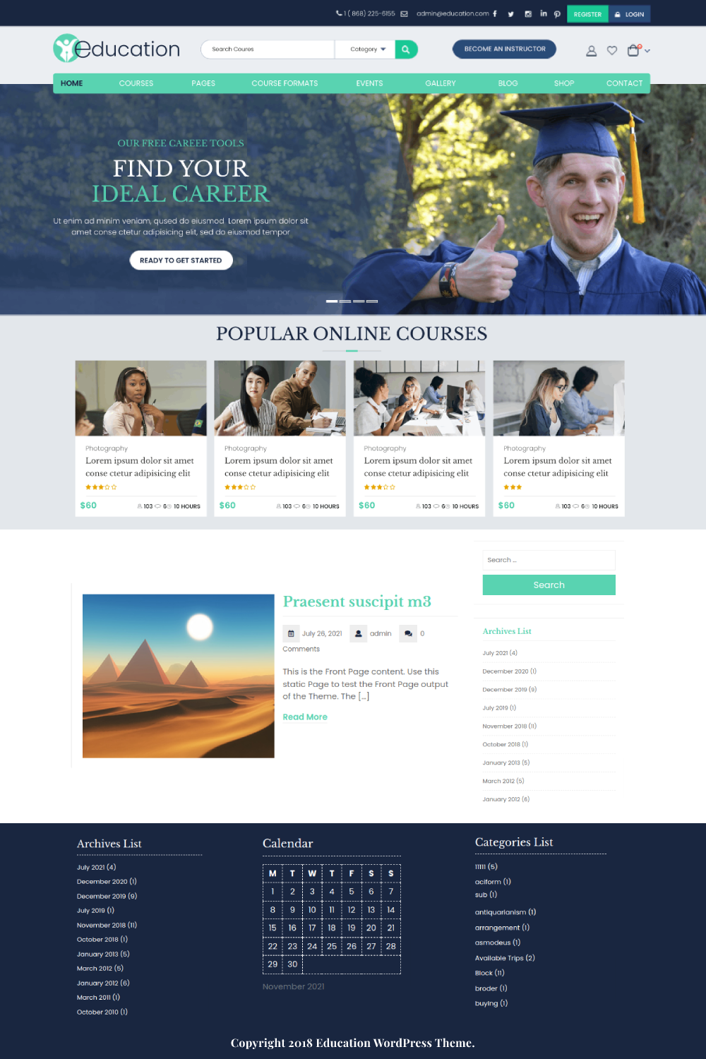 Free eLearning Education WordPress Theme