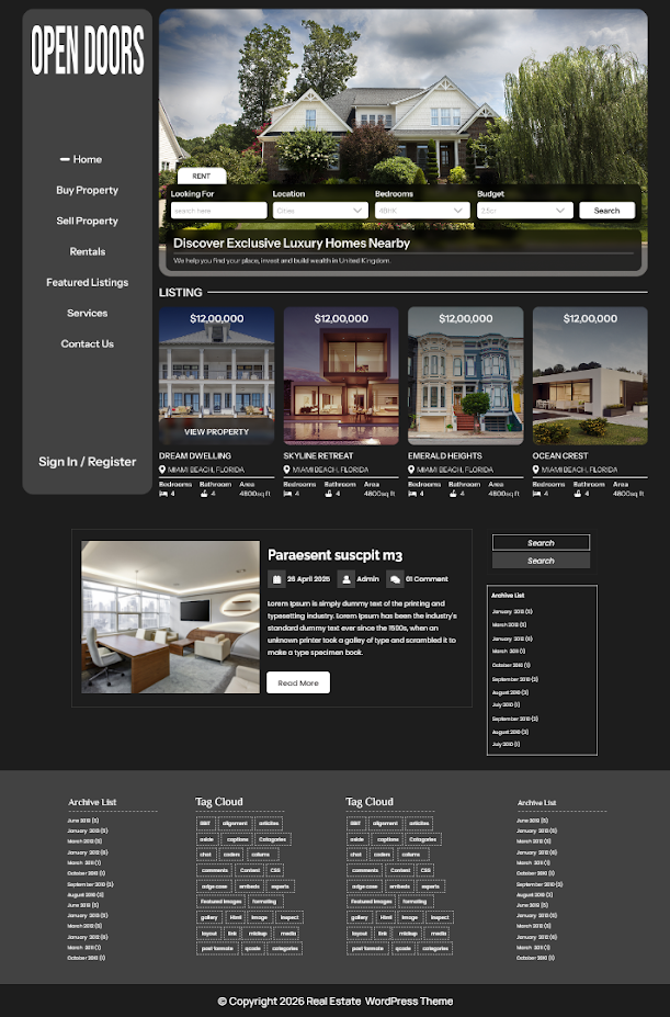Free Estate Agent WordPress Theme