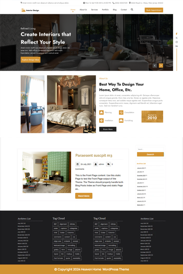Free Interior Design WordPress Theme For Home Decor Experts