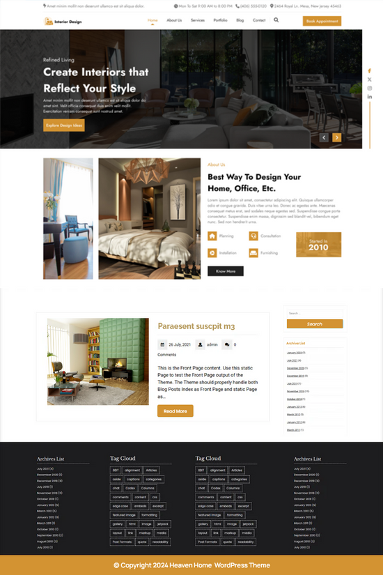 Free Interior Design WordPress Theme For Home Decor Experts