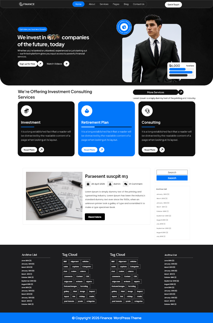 Free Investment WordPress Theme