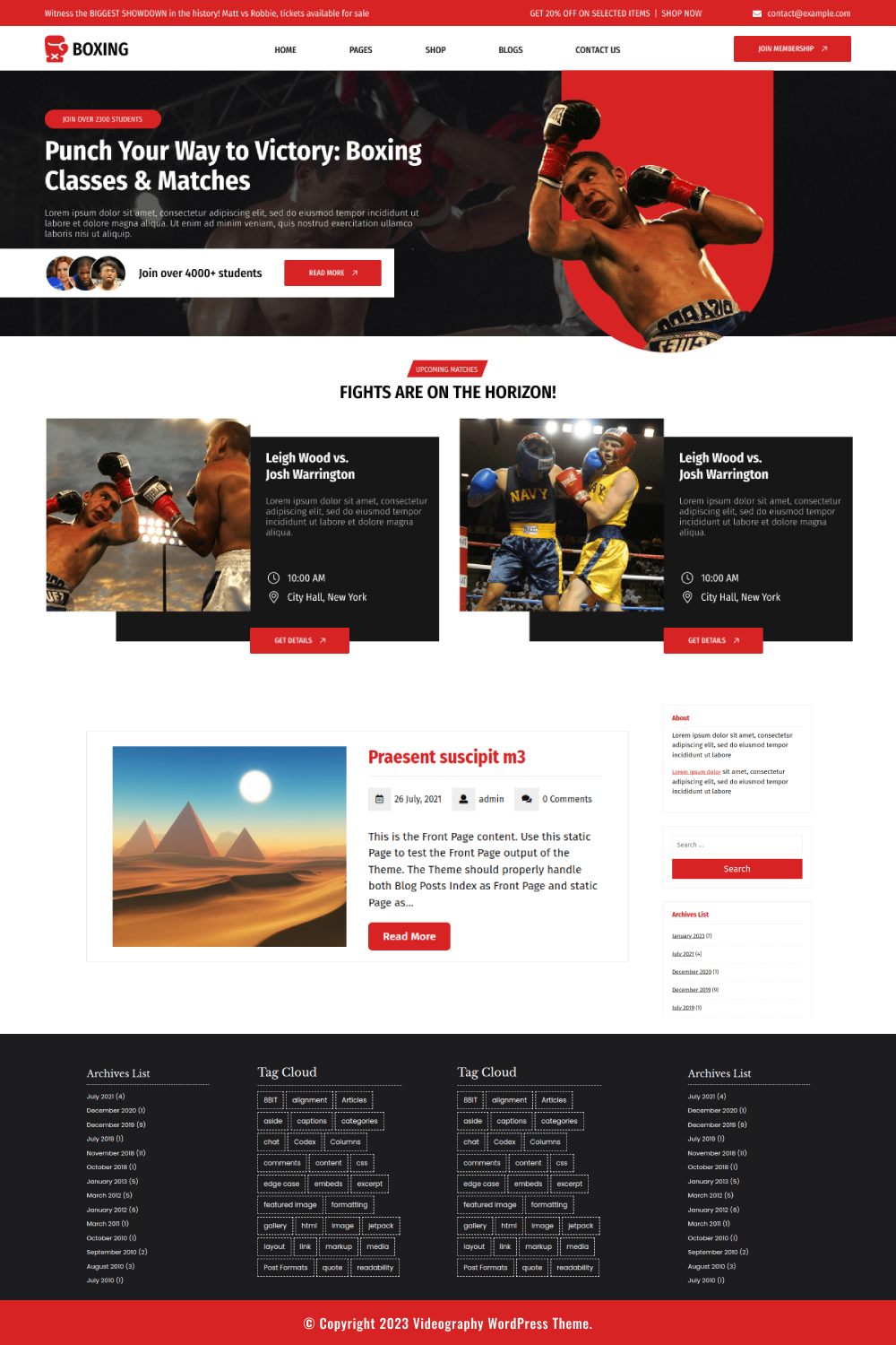 Free Martial Arts WordPress Theme