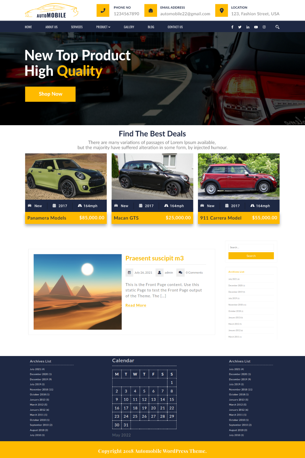 Free Mechanic WordPress Theme